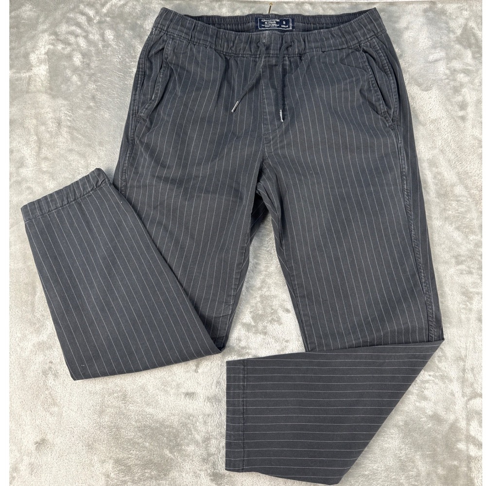 Abercrombie & Fitch Pants Mens Small Pinstripe Charcoal Grey Stretch EUC